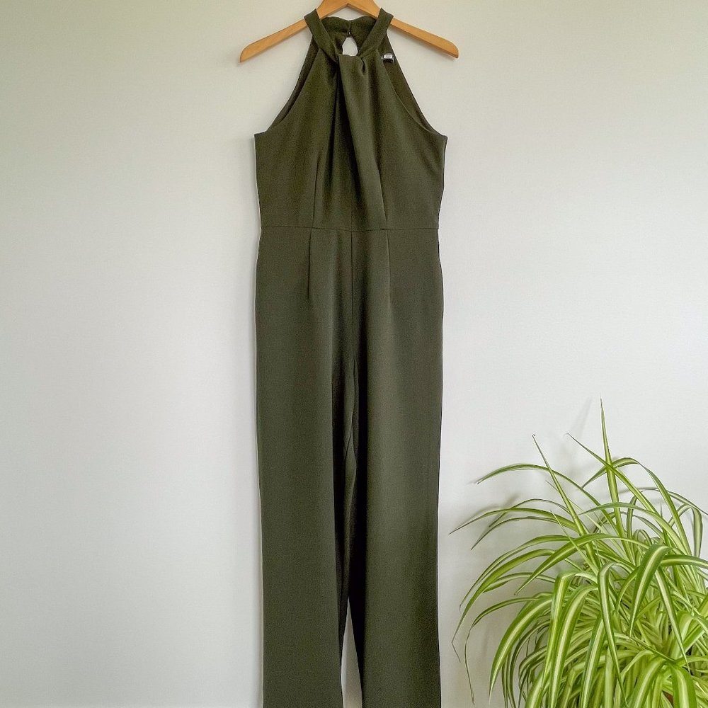 Julia Jordan | Halter Wide Leg Jumpsuit | Olive Green | Size 6